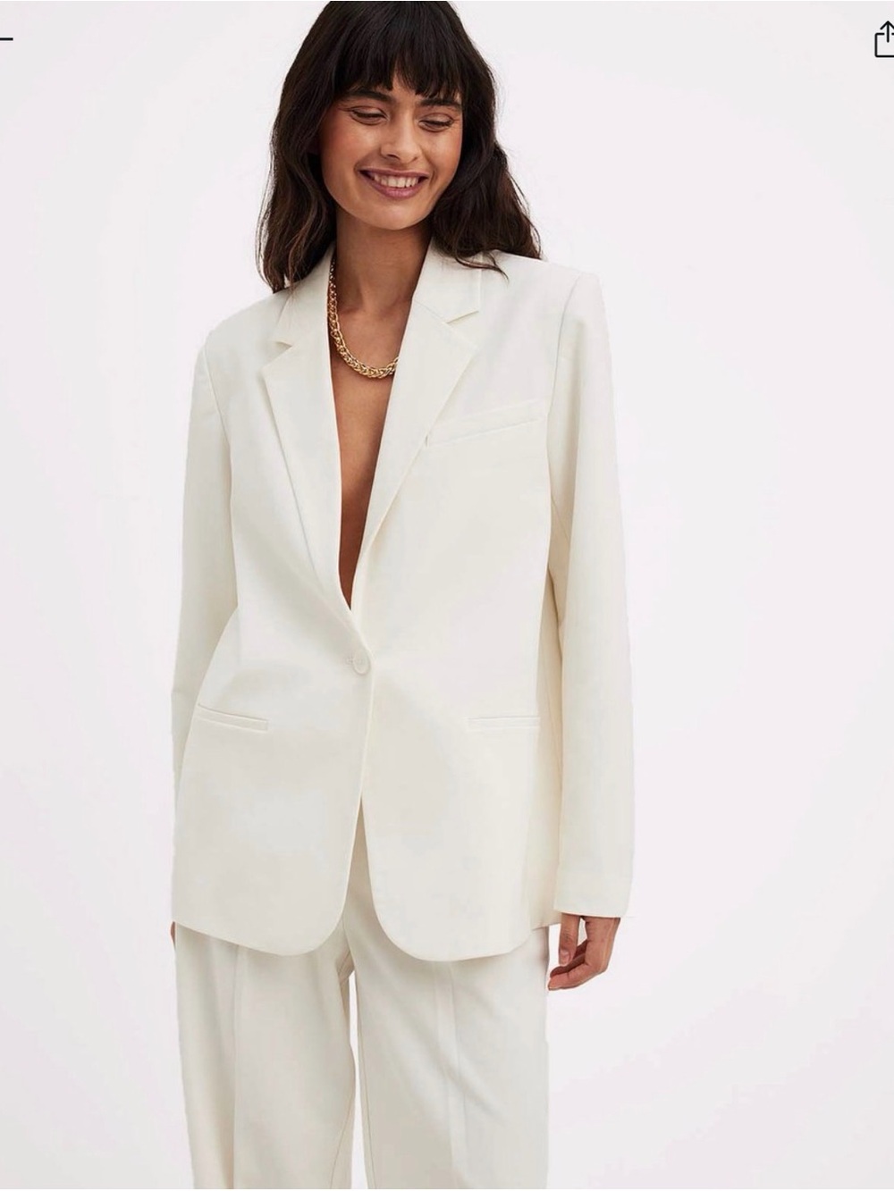Women's Cream Single-Button Blazer